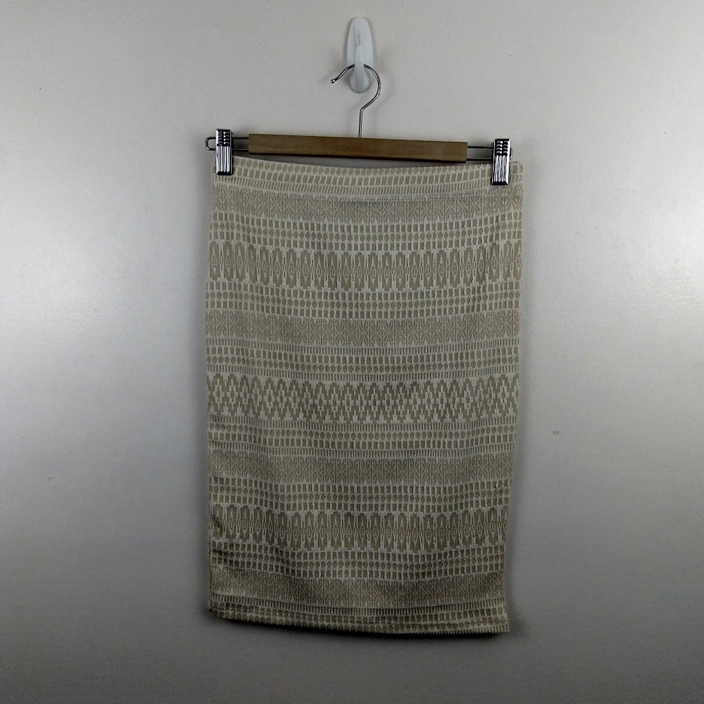 girls Cream & White Pencil Skirt